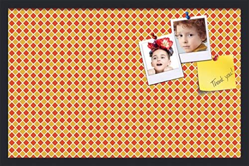 PinPix 28x18 inch Cork Bulletin Board. This Decorative Framed Pin Board Comes with Diamond Pattern in Red and Orange Design and Satin Black. Ideal for Home, Office Decor or School (PinPix-331) by PinPixBulletinBoards