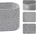 MiniArk Small Storage Baskets for Organizing | Closet Organizer Bins | Shelf Toy Basket | Woven Rope Baskets | Cube Decorative Box | Shallow Basket | 13x8.5x5.1” | 4 Packs Mixed Grey - Image 2