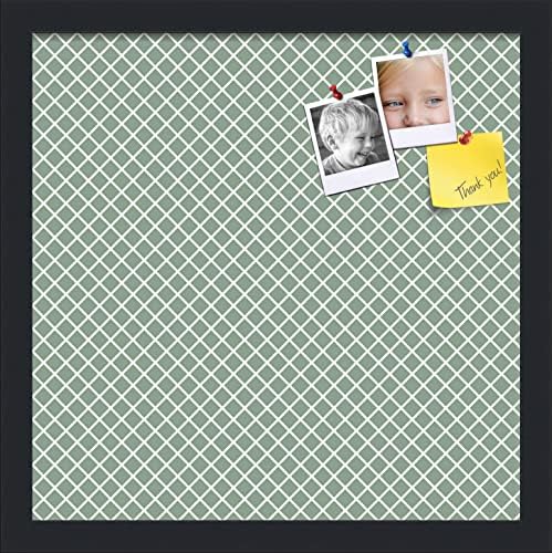 PinPix 15x15 inch Cork Bulletin Board. This Decorative Framed Pin Board Comes with Diamond Pattern in Nile Green Design and Satin Black. Ideal for Home, Office Decor or School (PinPix-380) by PinPixBulletinBoards
