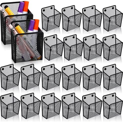 Crtiin 20pcs Magnetic Pen Pencil Holder Stainless Steel Pen Basket, Black by Crtiin