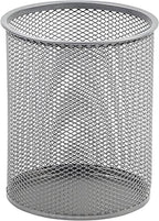YBM HOME Office Round Desk Steel Mesh Pencil Cup Pen Holder Silver, 2210-2374 (24, Small) by YBMHome