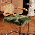 LLB Sheepskin Chair Covers - Office & Dining Room Chair Pads - 18x18 Inch, Dark Green - Image 3