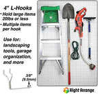 Stainless Steel Pegboard Hooks 25-Pack 4" L Hook - Will Not Fall Out, Fits Any Peg Board - Organize Tools, Accessories, Workbench, Garage Storage, Kitchen, Crafts, Jewelry, Retail - Image 3