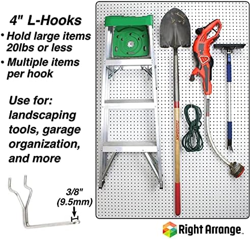 Stainless Steel Pegboard Hooks 25-Pack 4" L Hook - Will Not Fall Out, Fits Any Peg Board - Organize Tools, Accessories, Workbench, Garage Storage, Kitchen, Crafts, Jewelry, Retail - Image 3