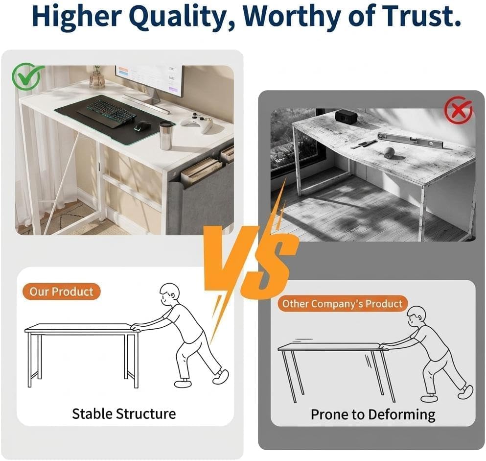 31.5" Folding Computer Desk with Headphone Hook & Storage Bag - Image 7