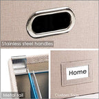 PRANDOM File Organizer Box - Set of 4 Collapsible Decorative Linen Filing Storage Hanging File Folders with Lids Office Cabinet Letter/Legal Size Light Grey (17x14x11.2 inch) - Image 5