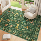 DUKINO 4x6 Area Rug, Non Slip Animal Washable Rug for Living Room, Green - Image 3