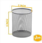 YBM HOME Office Round Desk Steel Mesh Pencil Cup Pen Holder Silver, 2210-6 Pack of 6 - Image 3