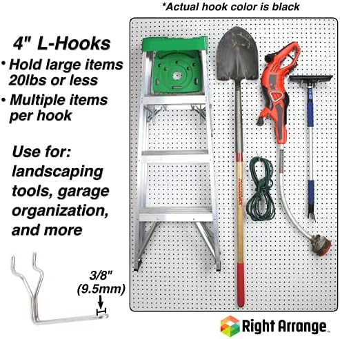 Steel Pegboard Hooks 50-Pack 2" + 4” L Hook, Black - Will Not Fall Out, Fits Any Peg Board - Organize Tools, Accessories, Workbench, Garage Storage, Kitchen, Crafts, Jewelry, Retail - Image 3