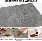 Leather Heat Resistant Placemats Set of 6 Waterproof Wipeable Washable PU Table Mats,Easy to Clean Anti-Slip (6, Light Grey) - Image 3