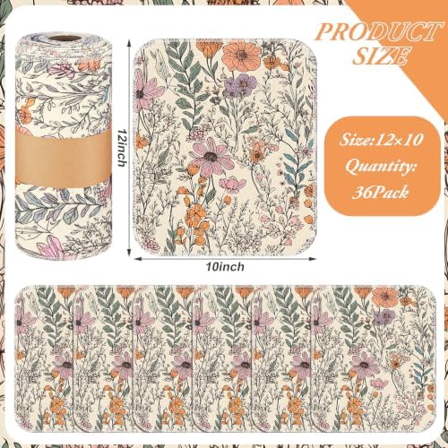 36 Pack Reusable Kitchen Cloths Cotton Towel, Cute Wildflower - Image 2