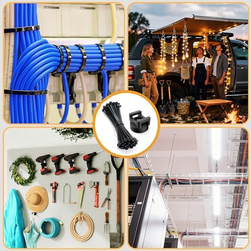 110 Pcs Magnetic Zip Tie Mount Base 26lbs Strong Magnetic Zip Tie Holder Multipurpose Magnet Cable Tie Clips Holder Wire Management Clips for Home Office Marine Electrical Wiring Organization Black - Image 7