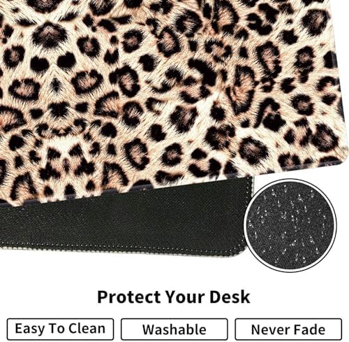 Large XXL Gaming Desk Mat 31.5"x 11.8", Ergonomic Keyboard Wrist Rest & Mouse Pad Wrist Rest + Coaster Set, Non-Slip Base, Memory Foam, Office and Home, Little Leopard Print - Image 6