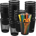 Henoyso 36 Pack Mesh Pencil Holder Wire Mesh Pen Cup Black Pen Holder for Desk Metal Pen Organizer Pencil Cup Marker Holder Makeup Brush Holders for Home Office Supplies Accessories by Henoyso