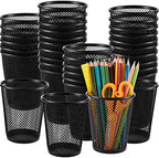Henoyso 36 Pack Mesh Pencil Holder Wire Mesh Pen Cup Black Pen Holder for Desk Metal Pen Organizer Pencil Cup Marker Holder Makeup Brush Holders for Home Office Supplies Accessories by Henoyso