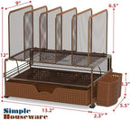 Simple Houseware Desk File Organizer for Office Supplies w/Drawer, Copper - Image 2