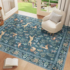 DUKINO 4x6 Area Rug, Non Slip Animal Washable Rug for Living Room, Blue - Image 3