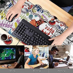African Black Woman Graffiti Girls Desk Mat, Extended White Laptop Table Protector, Ergonomic Mouse Pad with Keyboard Wrist Rest Support - Image 3