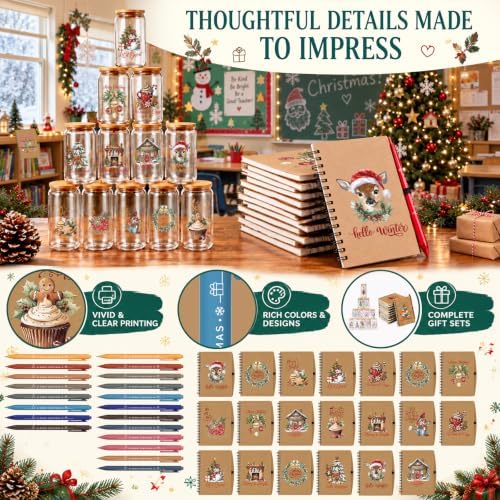 Resurhang 60 Pcs Christmas Winter Gifts Bulk Cup Notebook Pen Set for Staff - Image 3