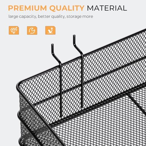 INCLY 4 Pack Upgrade Pegboard Baskets, 4 Sizes Square Metal Mesh Basket - Image 4