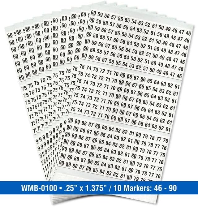 Premium Wire Marker Book Numbered 46-49 for Cable Management, Vinyl-Coated, High-Tack Adhesive, Electric Panel Wire Labels 10 Pages/Book - Image 2