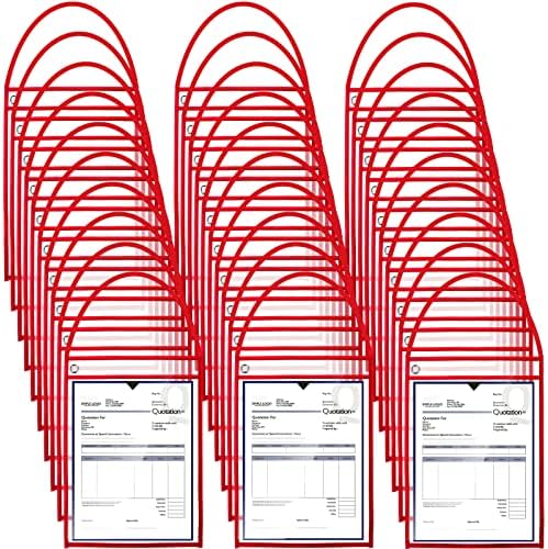 Geyee 80 Pack Job Ticket Holders 9x12 with Strap Hanging,Red by Geyee