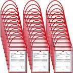 Geyee 50 Pack Job Ticket Holders Work Order Plastic Sleeves,Red by Geyee