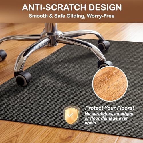 Office Chair Mat for Hardwood Floor, 36" x 48" Non-Slip Office Chair Mat for Rolling Chair, Heavy Duty Textilene Floor Protector for Hardwood Tile, Desk Computer Chair Mat for Home Office, Black - Image 4