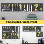 4-Pack Heavy-Duty Metal Pegboard Organizer Kit - 16"x12" Black Steel Wall Control Panels with 8 Hooks for Garage Tools, Craft Rooms, and Home Office Storage - Image 4