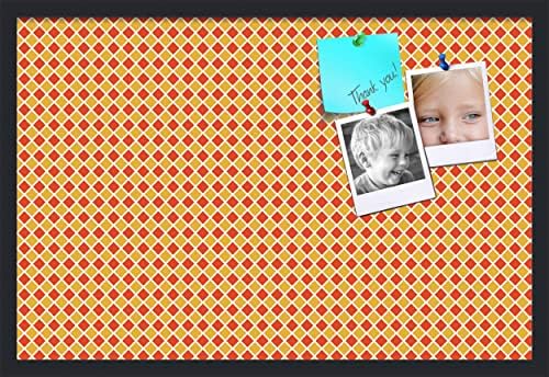 PinPix 30x20 inch Cork Bulletin Board. This Decorative Framed Pin Board Comes with Diamond Pattern in Red and Orange Design and Satin Black. Ideal for Home, Office Decor or School (PinPix-331) by PinPixBulletinBoards