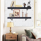 Black Pegboard Shelf, 4 Pack Wooden Pegboard Shelves with Metal Brackets Hooks, Heavy Duty Peg Board Organizer Shelves, Pegboard Accessories Organizer for Crafts Room, Garage, Workbench, Office - Image 2