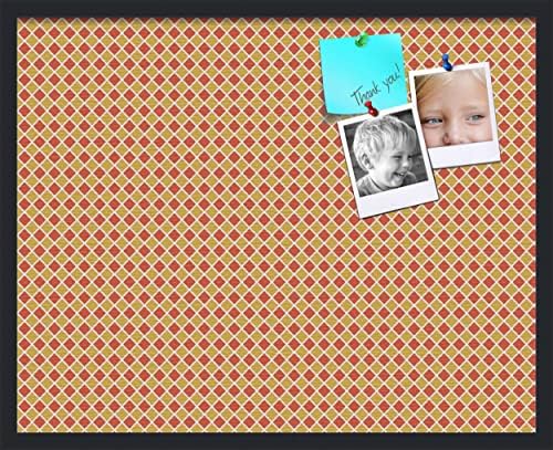 PinPix 30x24 inch Cork Bulletin Board. This Decorative Framed Pin Board Comes with Diamond Pattern in Red and Orange Design and Satin Black. Ideal for Home, Office Decor or School (PinPix-331) by PinPixBulletinBoards