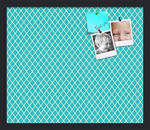 PinPix 20x17 inch Cork Bulletin Board. This Decorative Framed Pin Board Comes with Diamond Pattern in Neon Blue Design and Satin Black. Ideal for Home, Office Decor or School (PinPix-350) by PinPixBulletinBoards