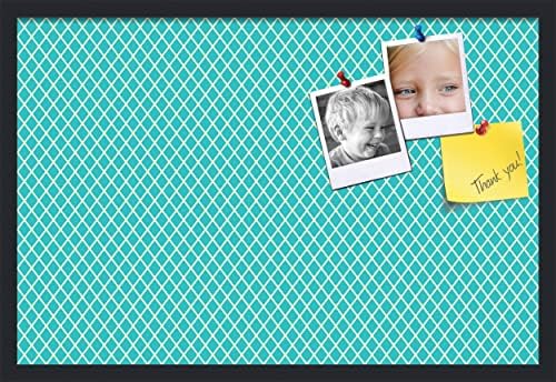 PinPix 30x20 inch Cork Bulletin Board. This Decorative Framed Pin Board Comes with Diamond Pattern in Neon Blue Design and Satin Black. Ideal for Home, Office Decor or School (PinPix-350) by PinPixBulletinBoards