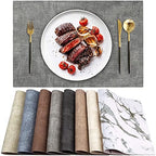 Leather Heat Resistant Placemats Set of 6 Waterproof Wipeable Washable PU Table Mats,Easy to Clean Anti-Slip (6, Light Grey) by LANDVIEW