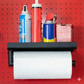 Pegboard Paper Towel Holder with Hooks, Peg Board Organizer Accessory by MADDTOOLS