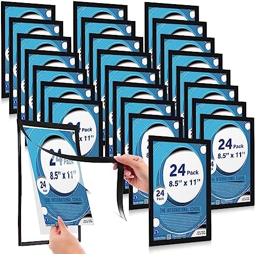 Leinuosen 24 Pack Magnetic Sign Holders Wall Mount Document Frame,Black by Leinuosen