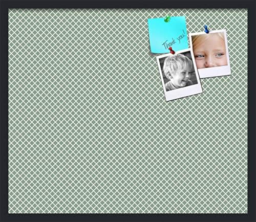 PinPix 28x24 inch Cork Bulletin Board. This Decorative Framed Pin Board Comes with Diamond Pattern in Nile Green Design and Satin Black. Ideal for Home, Office Decor or School (PinPix-380) by PinPixBulletinBoards