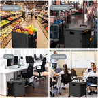 Foldable Utility Cart Portable Collapsible Crate Rolling Carts with Wheels Rolling Tote Basket Teacher Cart with Lid Wear-Resistant 360°Rotate Wheel Noiseless for Shopping Storage Office Use - Image 4