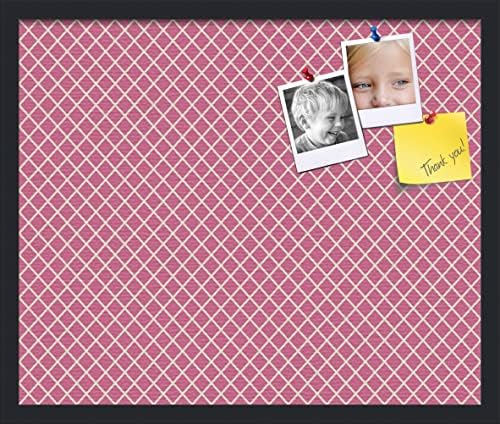 PinPix 24x20 inch Cork Bulletin Board. This Decorative Framed Pin Board Comes with Diamond Pattern in Hot Pink Design and Satin Black. Ideal for Home, Office Decor or School (PinPix-302) by PinPixBulletinBoards