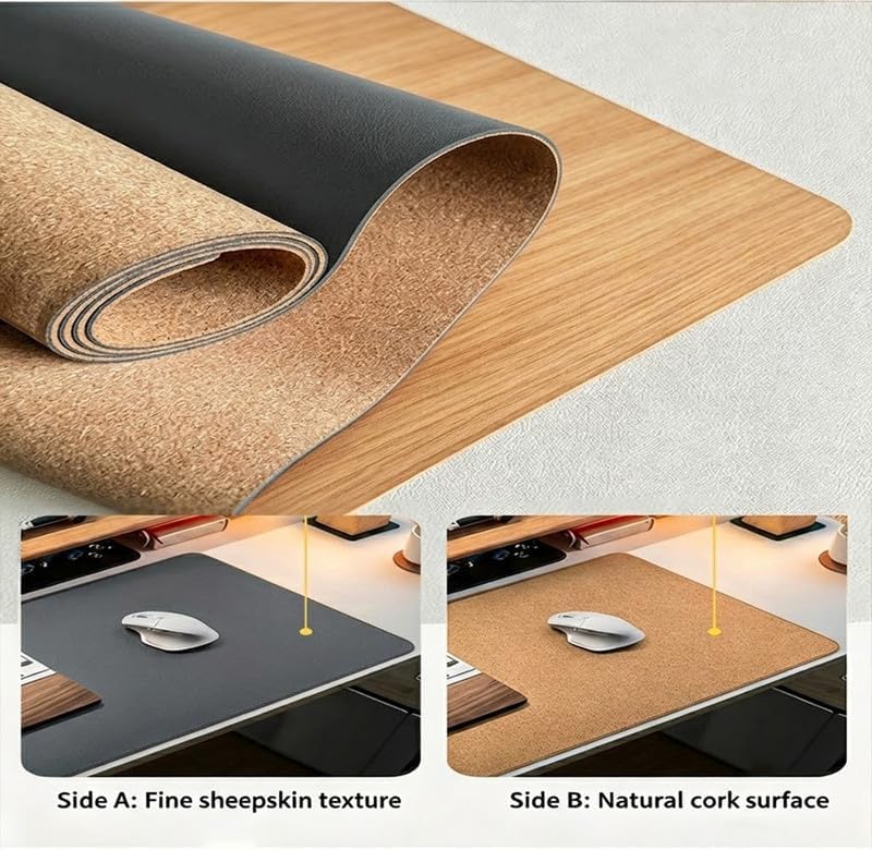 27.5"×33.5” PU Leather Desk Mat, Mouse Pad for Home Office Waterproof Gray - Image 3
