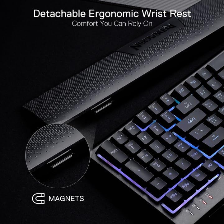 Redragon K515 Shiva Wired RGB Membrane Gaming Keyboard, 98 Keys Mechanical-Feel Keyboard w/Smooth Linear Switch, On-Board Macro & Dedicated Multimedia Keys, Detachable Wrist Rest, Software Supported - Image 5