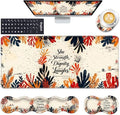 Keyboard Wrist Rest and Mouse Pad with Wrist Support Set Ergonomic Coaster,Memory Foam,Easy Typing Pain Relief,Large XL Desk Mat 31.5"x 11.8",Proverbs 31:25 Quote Art by CICPLKSE