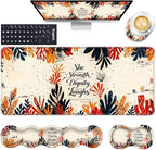 Keyboard Wrist Rest and Mouse Pad with Wrist Support Set Ergonomic Coaster,Memory Foam,Easy Typing Pain Relief,Large XL Desk Mat 31.5"x 11.8",Proverbs 31:25 Quote Art by CICPLKSE
