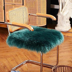 LLB Sheepskin Chair Covers Office Chair Cushion Dining Room Chair Pads Desk Chair Seat Cushion for Computer Chair Fur Area Rugs for Living Room 18x18 Inch (Pack of 1), Peacock Blue - Image 2