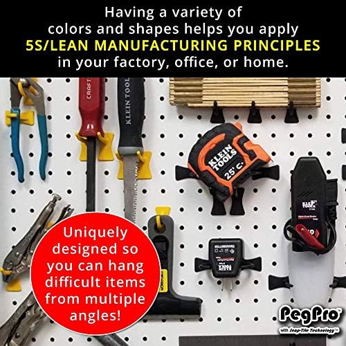 PegPro® 2" Hooks Kit for Standard “Wood Fiber” pegboard – Durable Plastic Pegboard Hooks - for Garage, Kitchen, Craft Room, and More (2" Hook - 24 Pack, Kiwi) - Image 4