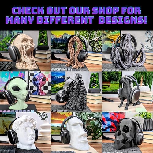 Michelangelo's David Headphone Stand - Universal Headset Holder - David Bust Sculpture - Gaming Desk Accessory - Holds Most Types of Headphones (Marble) - Image 5
