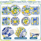 450 Pcs Tableware Set, Serve 50, Blue and Yellow, Capri Lemon - Image 2