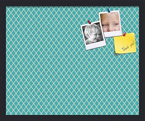 PinPix 22x18 inch Cork Bulletin Board. This Decorative Framed Pin Board Comes with Diamond Pattern in Neon Blue Design and Satin Black. Ideal for Home, Office Decor or School (PinPix-350) by PinPixBulletinBoards