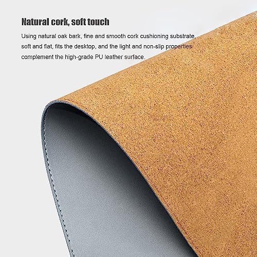 Ruby Lil Waterproof Leather Mouse Pad, Natural Cork & PU Leather Dual Side, Office Desk Writing Mat with Stitched Edge for Office Work/Home/Decor,Black,120x60cm - Image 5